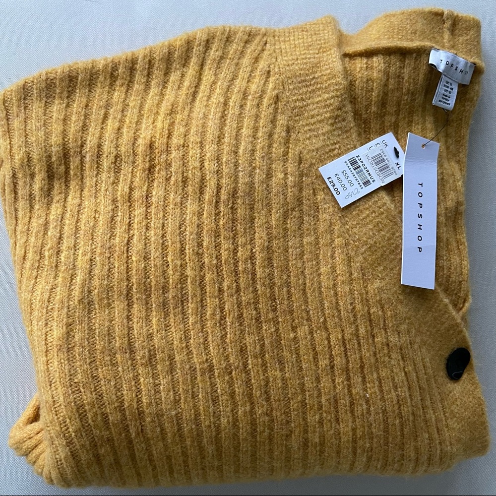 Topshop V-Neck Cardigan Mustard